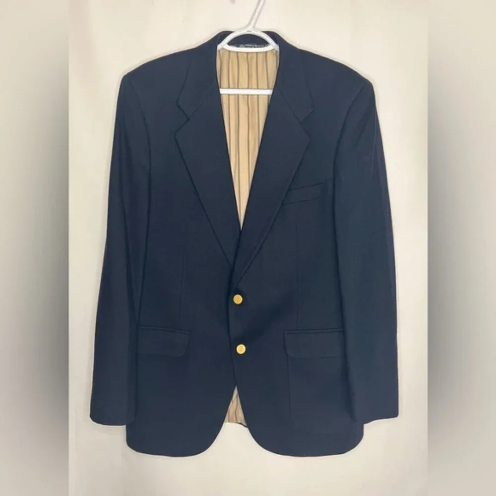 Kingsridge 100%‎ PURE WOOL USA🇺🇸TAILORED 2 Button Blazer Shoulder Pads LARGE
